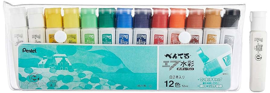 (未使用･未開封品)　ぺんてる水彩絵の具12色 ポリチューブ入り 白絵の具1本サービス付 tu1jdyt Amazon | ぺんてる水彩絵の具12色 ポリチューブ入り 白絵の具1本